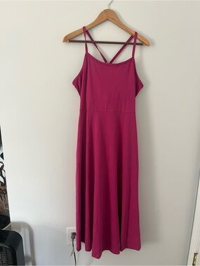 Pact Magenta Strappy Maxi Dress XL built in bra NWT